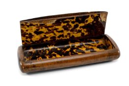OVERSIZED BURR WALNUT TABLE SNUFF BOX, flush hinged lid, lined in horn/tortoiseshell, 29cms (l)