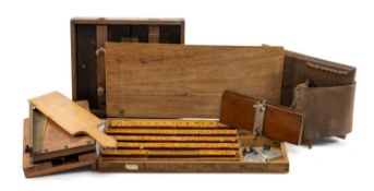 ASSORTED PRINTING BLOCKS & PRESSES including printer's splat, book presses and boxed set of Flint'