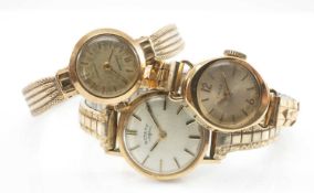 9CT GOLD NIVADA WATCH with 9ct gold integrated bracelet, 15.5gms, together with 9ct gold Rotary
