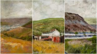 CERI BARCLAY (Welsh b. 1937) oil on canvas - three paintings entitled verso, 'Looking Towards