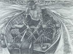 ‡ PHILIP MUIRDEN (1932-2023) pencil on paper - entitled verso, 'Lobster Man', signed and dated 2014,
