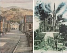JOHN VIVIAN ROBERTS lithograph - 'Chapel - Ruthin', signed and titled in pencil, 85 x 60cms,
