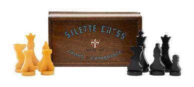 SILETTE CHESS SET, c. 1930, Catalin Bakelite, by Grays of Cambridge, boxed. Provenance: private