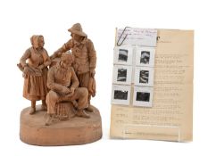 FRENCH TERRACOTTA GROUP OF FISHER FOLK BY EUGENE BLOT (1830-1899), incised date and signature to