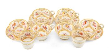 COALPORT PORCELAIN TEA & COFFEE CUPS, pattern no. 830, decorated with sprays of summer flowers