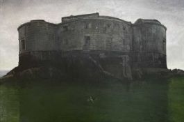 ‡ PHILIP MUIRDEN (1932-2023) large oil on canvas - entitled verso, 'Stack Rock' unsigned, 121 x