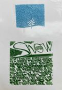 ‡ PAUL PETER PIECH (1920-1996) two colour woodcut print - quote by poet John Cotton entitled 'Snow',