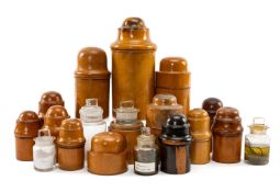 COLLECTION OF PHARMACY TREEN, dome topped, for wide neck bottles, boxwood, lignum vitae and laburnum