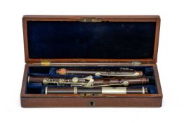 ROSEWOOD FLUTE, by Butler of Haymarket (London), with nickel keys, case 32cms Provenance: the Karl