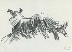 ‡ SIR KYFFIN WILLIAMS RA (Welsh 1918-2006) facsimile print - Mott the Sheepdog, printed initials,