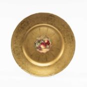 FINE ROYAL WORCESTER CHINA CABINET PLATE, painted by James Skerrett with peaches and blackberries to