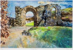 MEIRION JONES limited edition (18/100) print - 'Ystrad Fflur' signed, numbered and titled in pencil,