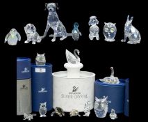 COLLECTION OF SWAROVSKI CRYSTAL ANIMALS including, Dalmatian Mother, model 628948, St. Bernard