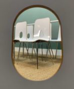 SIX CONTEMPORARY HIGH GLOSS DINING CHAIRS, moulded plywood design, white front, black rear, high