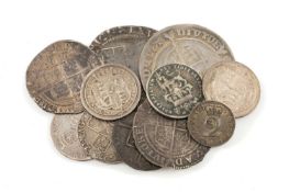 GROUP OF ANTIQUE COLLECTABLE COINS James I shilling, Edward VI shilling, Elizabeth I 1596 & 1582