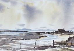 ‡ JOHN MORRIS watercolour - entitled 'Eglwys Sant Cwyfan', signed, 36 x 52cms Provenance: private