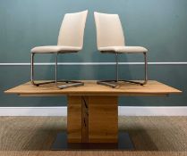 CONTEMPORARY OAK & STEEL DINING TABLE BY VENJAKOB MÖBEL , model ET634, light oak table top and