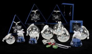 COLLECTION OF SWAROVSKI CHRISTMAS ORNAMENTS including, Christmas Bell Set, 5223283, Christmas Ball