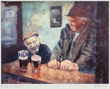 ‡ ANEURIN JONES (Welsh 1930-2017) colour print - entitled 'Peint a Hanner', signed in pencil, 30 x