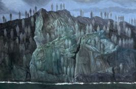 ‡ PHILIP MUIRDEN (1932-2023) oil on canvas - entitled verso, 'Waiting for Charrow to Cross the