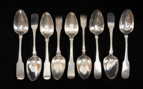 SET OF FIVE EARLY 19TH CENTURY SILVER SPOONS, fiddle pattern, Dublin 1809, Richard Sawyer,