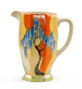 CLARICE CLIFF 'WINDBELLS' JUG, of Athens shape and with Bizarre marks 17.5cms (h) Provenance: