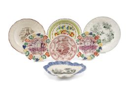 COLLECTION OF EARLY 19TH C. WELSH POTTERY DISHES, including rare Ynysmeudwy scallop shaped '