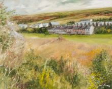 CERI BARCLAY (Welsh b. 1937) oil on canvas - entitled verso, 'Summer Day, Gilfach Goch', signed