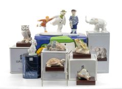 COLLECTION OF LLADRÓ & OTHER FIGURINES including Lladró 'Knocks on Wood' Lucky Owl 1008035, Lucky