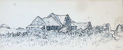 ‡ SIR KYFFIN WILLIAMS RA print - entitled verso 'Tyddyn Llawydan ger Trefri', signed with initials