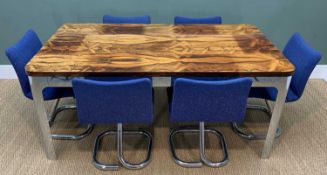 MID-CENTURY ROSEWOOD & CHROME DINING TABLE & CHAIRS, attributed to Richard Young/Merrow
