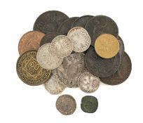 ASSORTED ANTIQUE COLLECTABLE COINS including 1860 one penny, 1844 & 1854 penny, 1781 Louis XVI