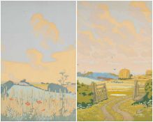 JOHN HALL THORPE (1874-1947) colour woodcuts- 'The Garden Gate'; 'Summer', both signed and titled in
