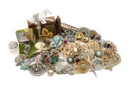 ASSORTED COSTUME & DRESS JEWELLERY comprising silver bangle, cameo brooch, silver pocket watch,