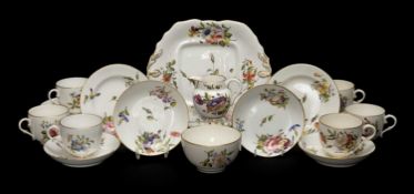 DERBY STEVENSON & HANCOCK PART TEA SET, comprising two sandwich plates, six cups and saucers, six