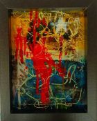 NEALE HOWELLS (b. 1965) mixed media on glass - entitled 'Painted Glass with Print', 23 x 18cms