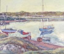 DAVID GRIFFITHS MBE (b. 1939) oil on canvas - 'Boats at Pwllheli', signed, 55 x 75cms Provenance: