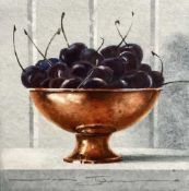 NAOMI TYDEMAN (b. 1957) watercolour - 'Cherries', signed, 30 x 30cms Provenance: donated to aid City
