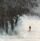 NAOMI TYDEMAN (b. 1957) watercolour - 'Walk in Snow', signed, 32 x 32cms Provenance: donated to