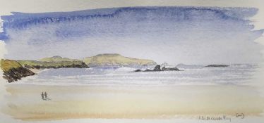 DR FIONA RAWLINSON watercolour - entitled 'White Sands Bay', 18 x 25cms Provenance: donated to aid
