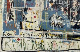 ‡ NEALE HOWELLS (Welsh b.1965) oil on panel - contemporary abstract, 'Remember Ur Not', unsigned, 81