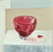 RICHARD O'CONNELL (b. 1947) oil on stretched canvas - 'Red Glass', signed with initials, 34 x