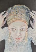 JACQUELINE ALKEMA (b. 1948) oil on panel - 'The Hat', 42 x 30cms Provenance: donated to aid City