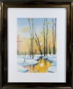 PETER ARNOTT watercolour - entitled verso, 'Winter Sun', signed with initials, 36 x 27cms
