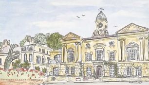 SUE TRUSLER mixed media - 'The Custom House', signed, 23 x 32cms Provenance: donated to aid City