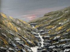 NICK JOHN REES oil on canvas - 'Splashing water after the rain near Storey Arms', 30 x 40cms