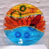 MOIRA WILLIAMS painted glass - Large Round Glass, 37 (diam.) x 6cms (d) Provenance: donated to aid