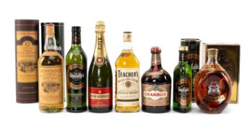 COLLECTION OF MALT WHISKY & OTHER SPIRITS/WINES including, 1 x 1ltr Glenmorangie 10yo (tubed), 1 x
