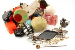 ASSORTED JEWELLERY including Jackie Brazil Sobral necklace, white metal brooch set with goldstone