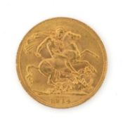 GEORGE V GOLD SOVEREIGN, 1914, 7.9gms Provenance: private collection Vale of Glamorgan Comments: